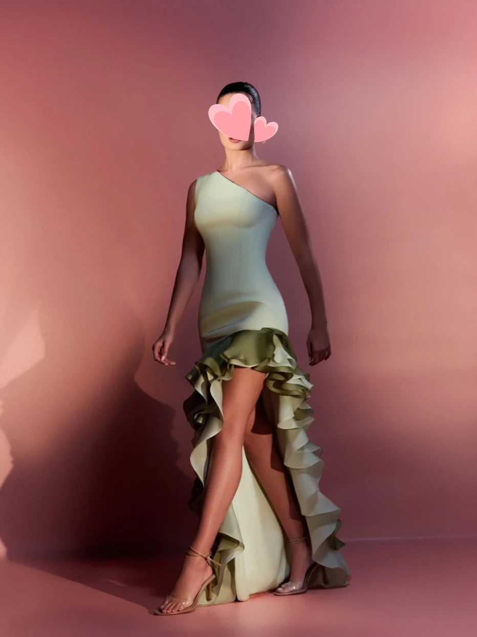 

Oisslec Prom Dress Elegant Vintage Sweet Green Mermaid Asymmetrical Customized Formal Occasion Prom Dress Evening Party Gowns