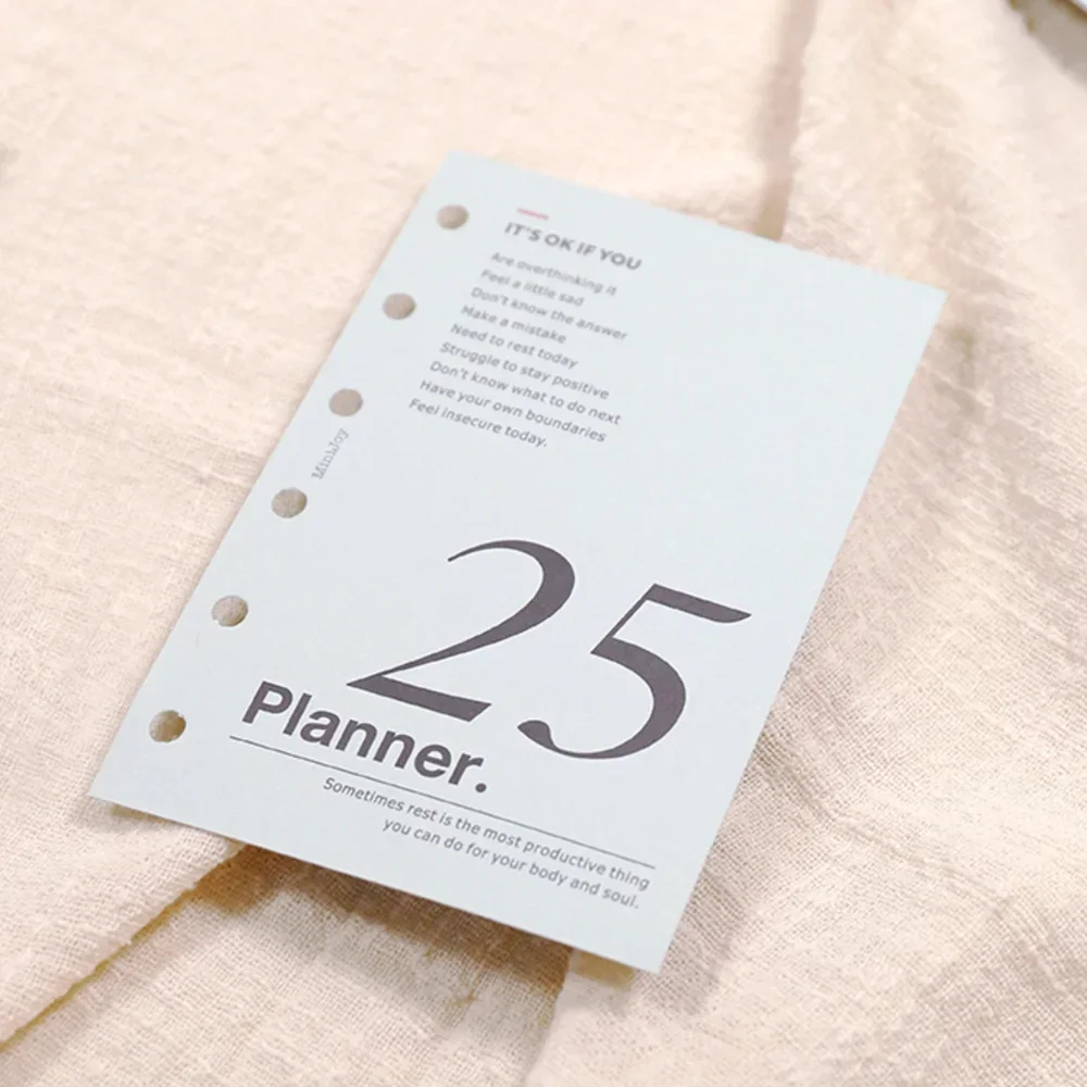 Fromthenon 6 Holes A5 A6 A7 M5 Loose-leaf Notebook Plannar Journal 2025 Calendar Card Accessories Office Stationery Supplies