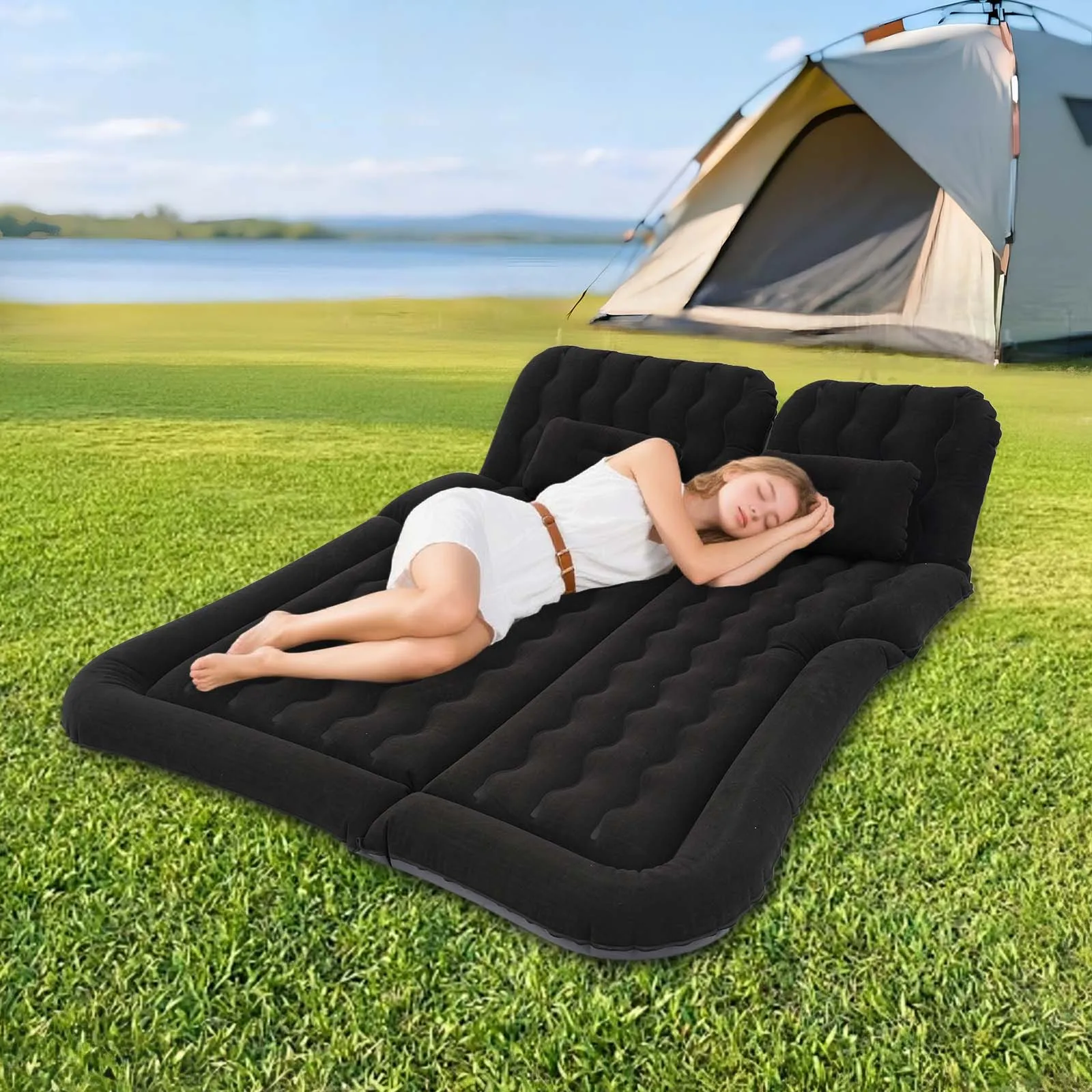 

Надувной спальный матрас для внедорожника (черный) | Максимальная нагрузка 2 т/4409 фунтов, флокирование + материал ПВХ, в комплект входит воздушная подушка