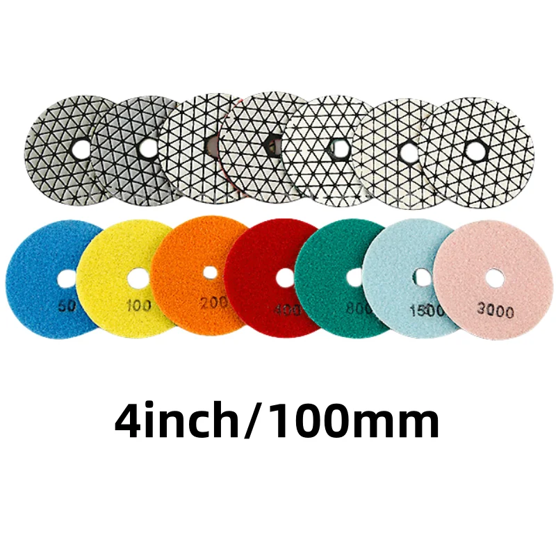 7-teiliges Set 3 Zoll 4 Zoll Trocken-Polierpads Scharfe Flexible Polierpads für Granit, Marmor, Stein, Beton Schleifscheibe – Detail 12