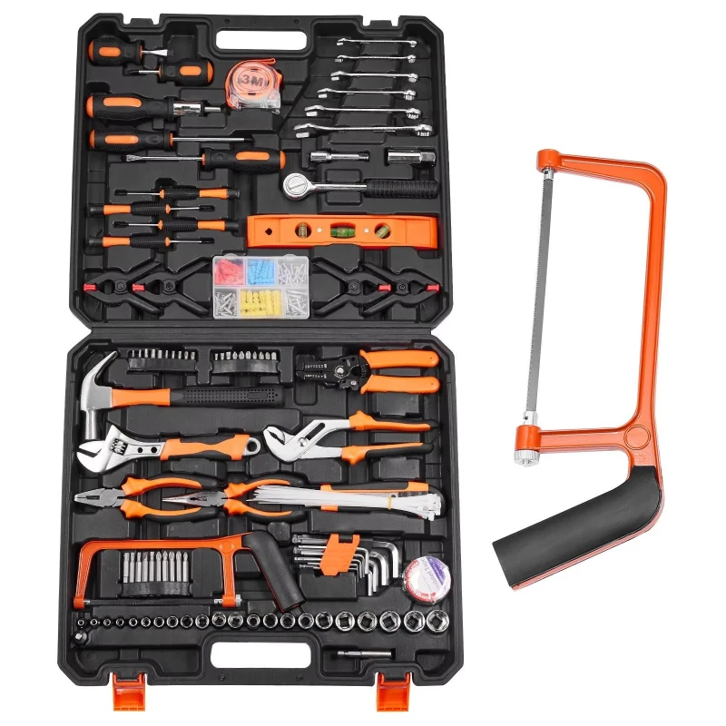 Steel Tool Kit Hard Box Home Repair Auto Repair Combination Wrench Machine Screw Hand Tools