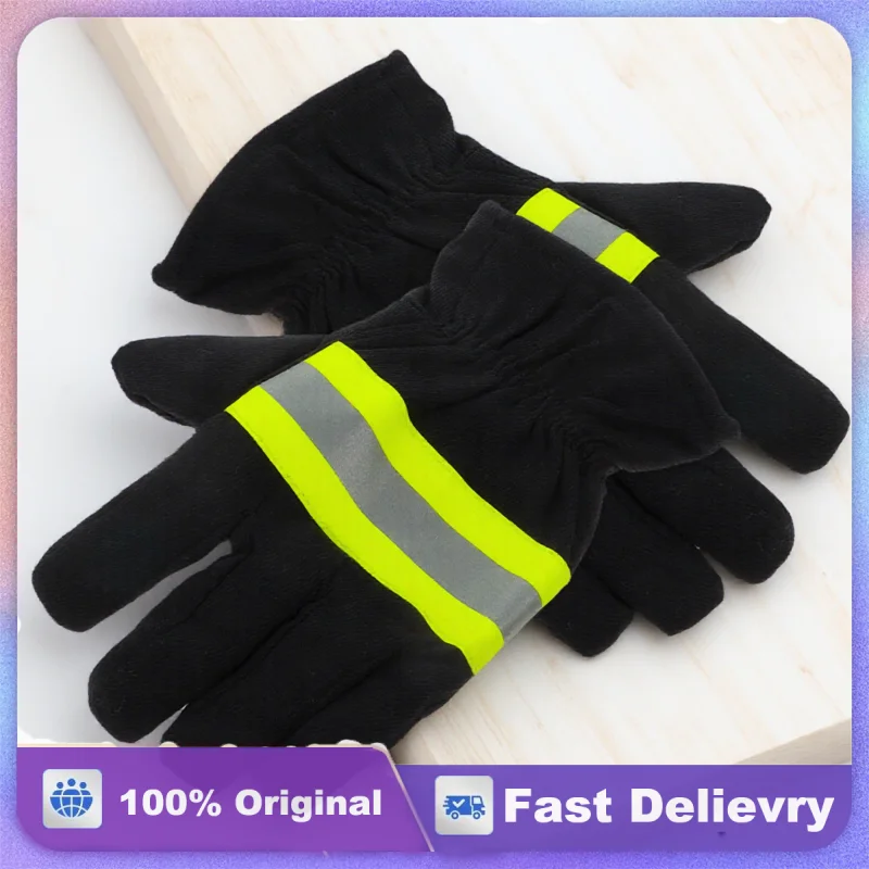 

Fire Retardant Gloves Heat Resistant Insulated Protective Gear for Men Firefighter Work Safety Reflective Strips Durable Hand