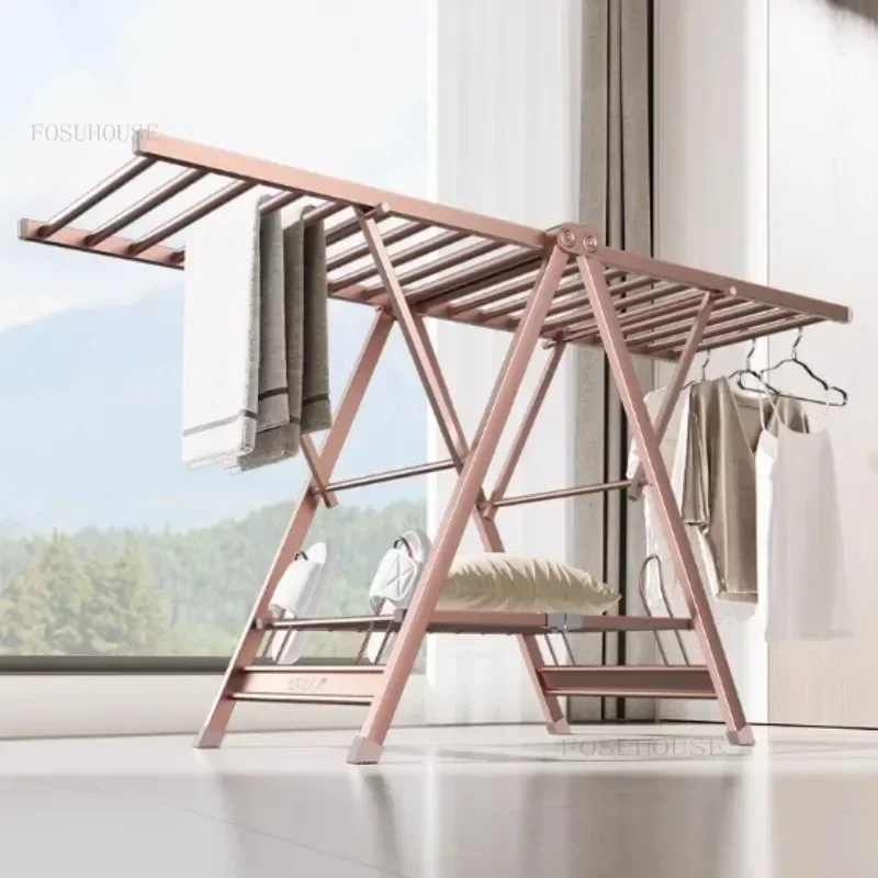 

Four Seasons Folding Hanger for Clothing Floor Drying Rack Indoor Balcony Thickened Aluminum Clothes Drying Hangers p