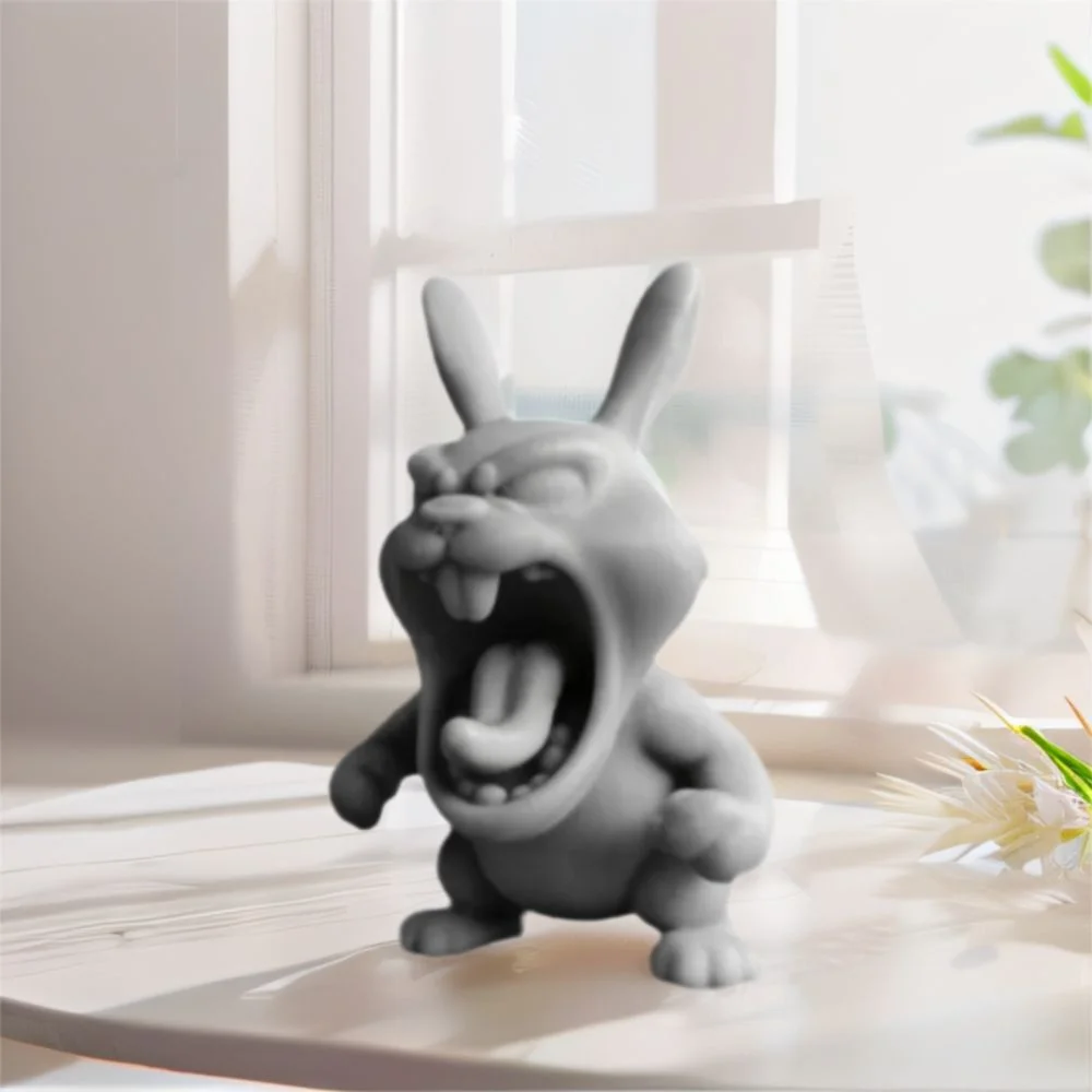 

3D Printed Roaring in Anger Animal Statue Rabbit Shark Elephant Lifelike Dog Figurine Cartoon Animal Model Ornament