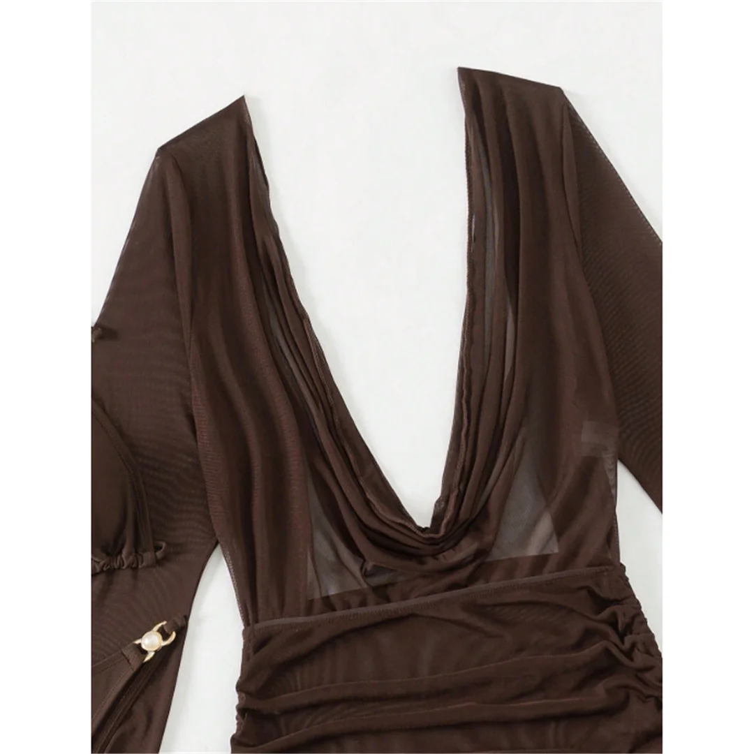 S - XL 3-teiliges Set mit langärmeligem Kleid, Bikini, Damen-Badebekleidung, Damen-Badeanzug, dreiteiliges Bikini-Set, Badeanzug, Badebekleidung, Schwimmbekleidung V7757 – Detail 11