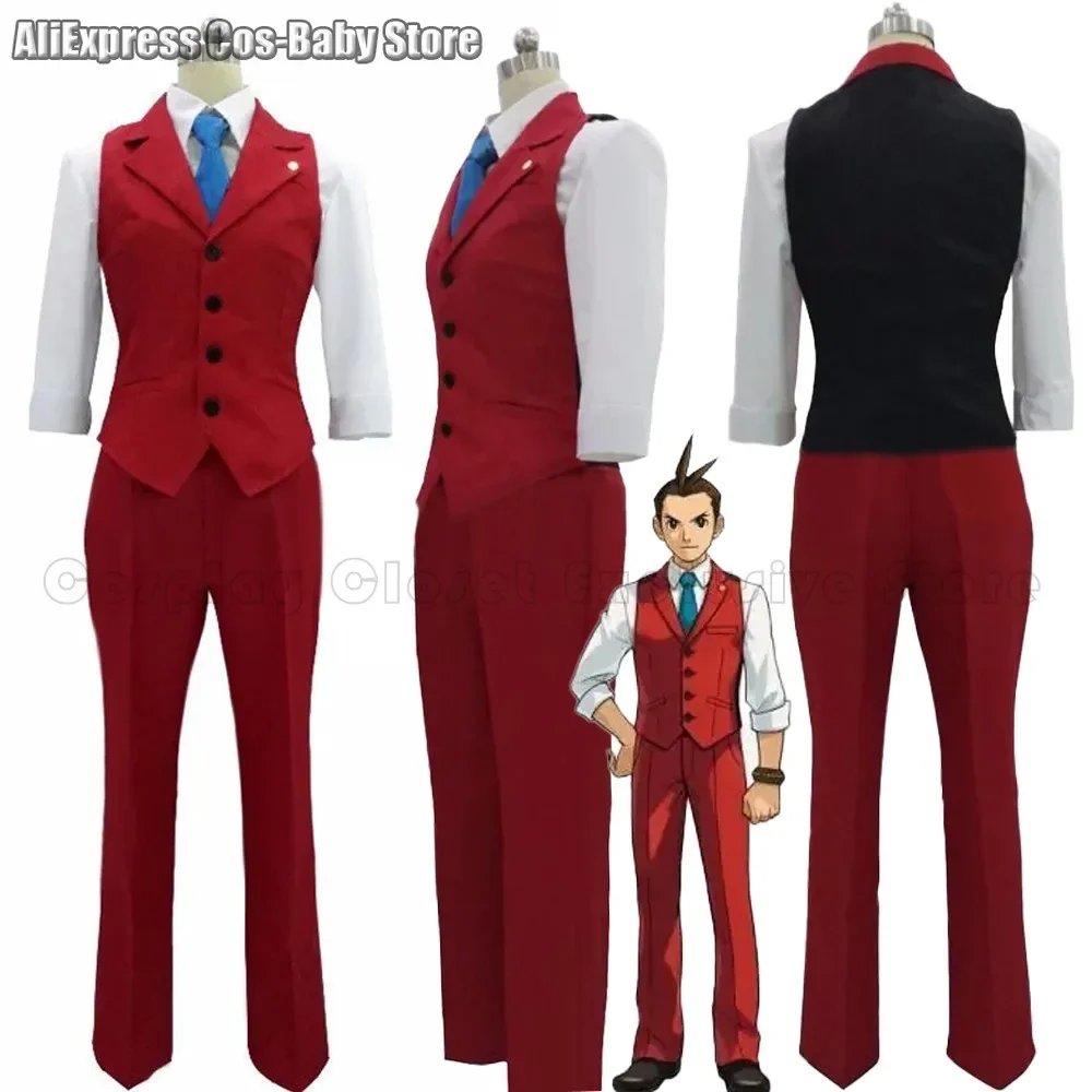 Traje de justicia Gyakuten Saiban Justice Apollo, disfraces de Cosplay, juego Ace Attorney, chaleco Apollo, conjunto completo de pelucas de Halloween para mujeres y hombres