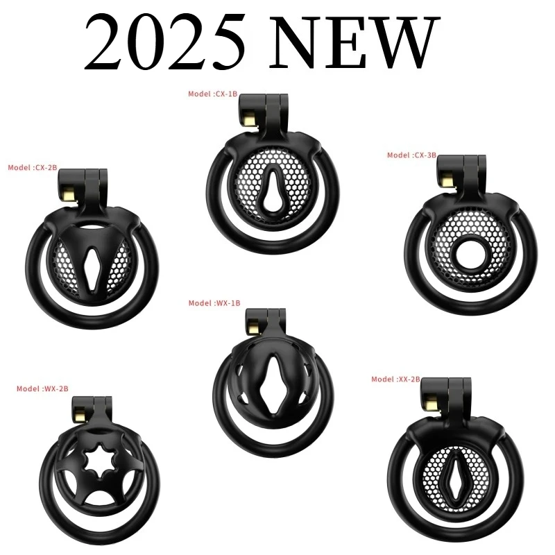 2025 جديد حزام العفة للذكور قفص القضيب حزام العفة الأسود CB قفل قفص القضيب مع 5 حلقات القضيب ألعاب الجنس الكبار مثلي الجنس متجر 18 +