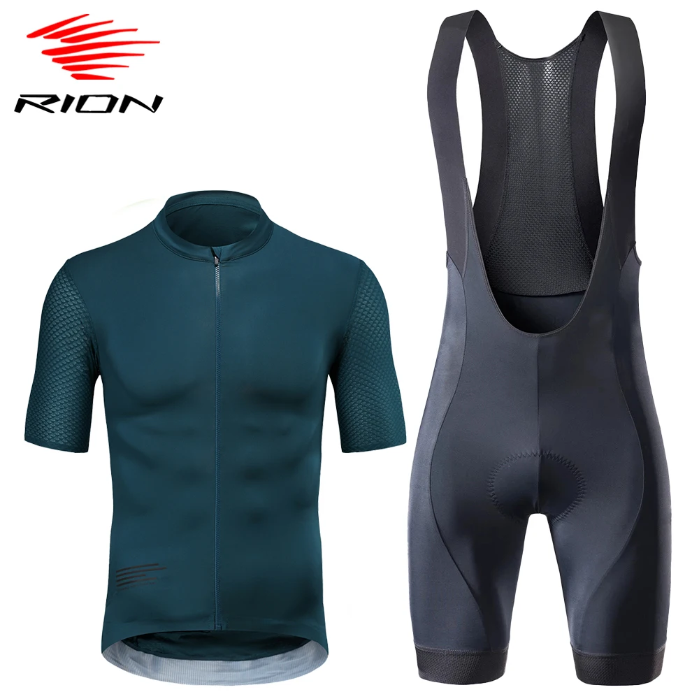 

RION Motocross Men's Cycling Jersey Pro Team Bicycle Bib Shorts Sets Race Mountain Bike Triathlon Maillot Outfit Reflective