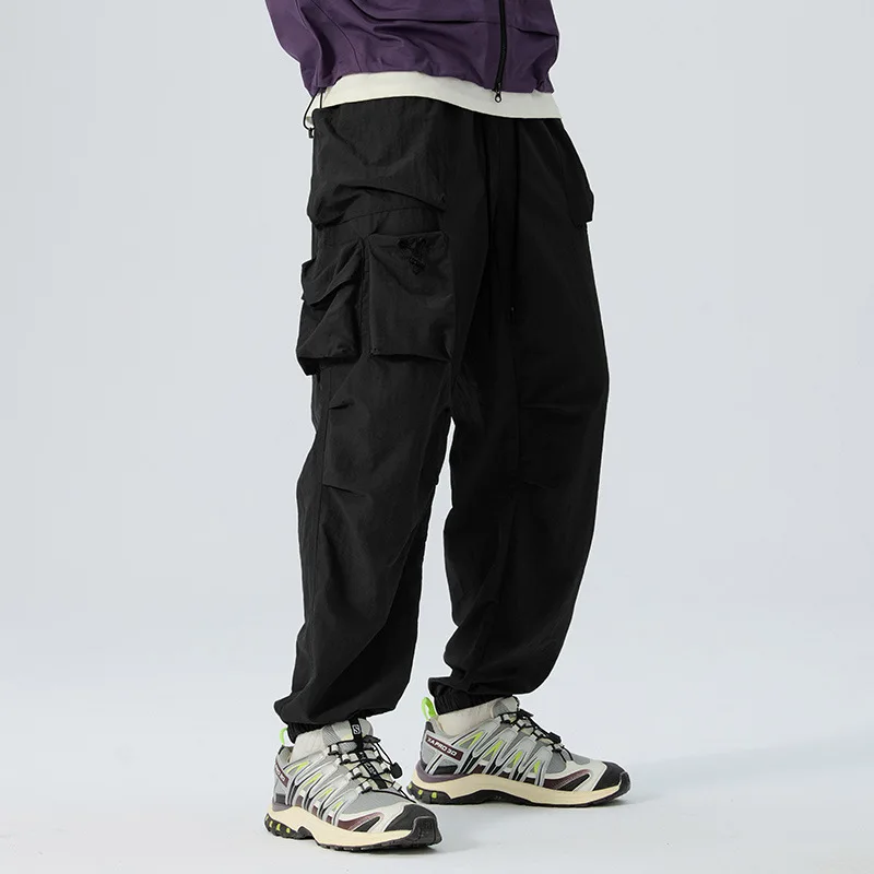 

Повседневные походные брюки большого размера, мужские водонепроницаемые брюки для отдыха на открытом воздухе, свободные брюки из нейлоновой ткани с манжетами