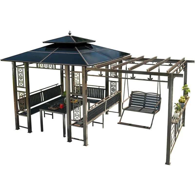 Outdoor gazebo, swing combination, awning, tent, courtyard, climbing vine, grape trellis, villa, courtyard, assembly pavilion