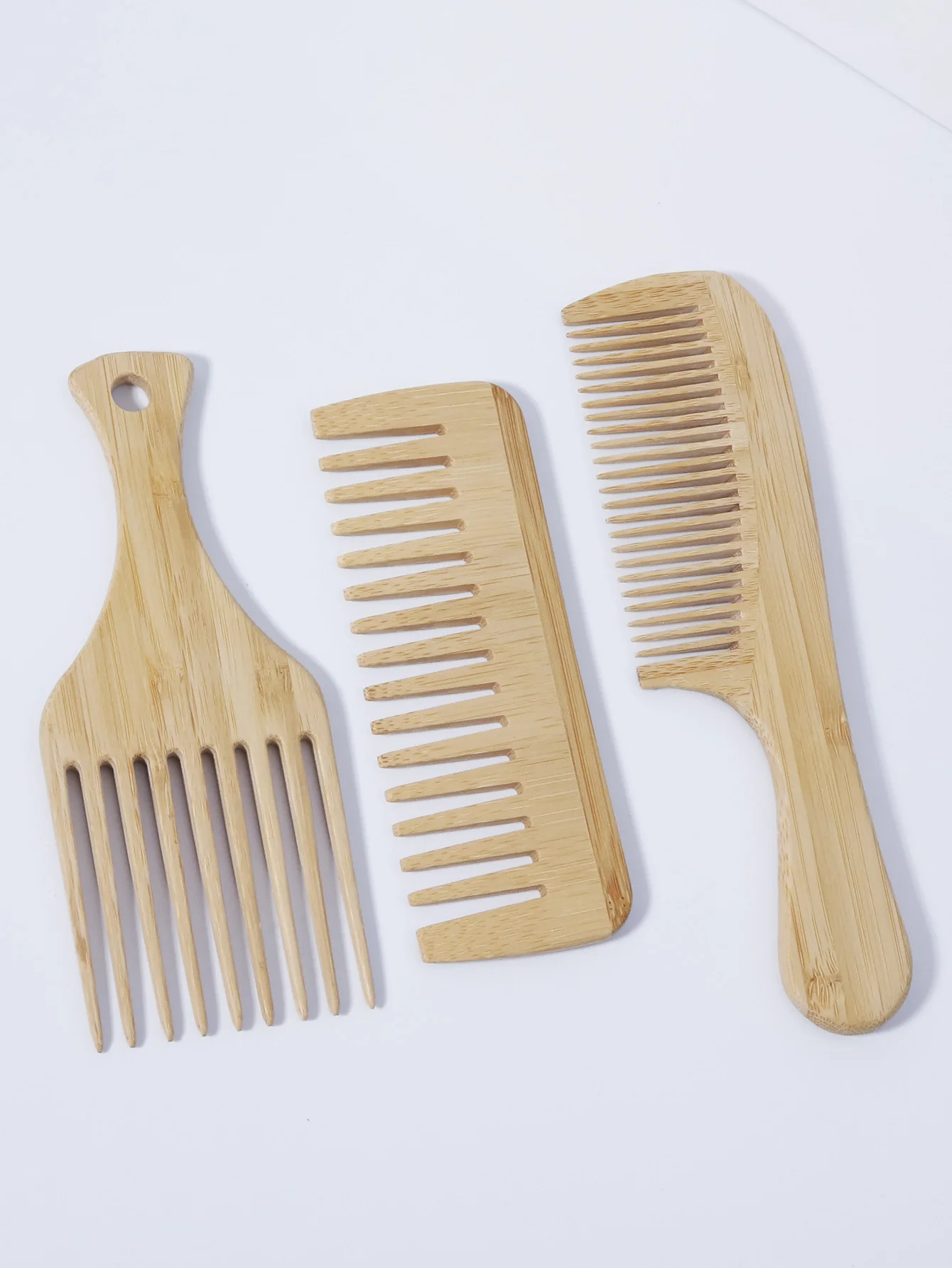 

3-piece natural wood comb anti-static fork comb circular wide tooth wooden comb hair styling tool set Special for real hair wigs