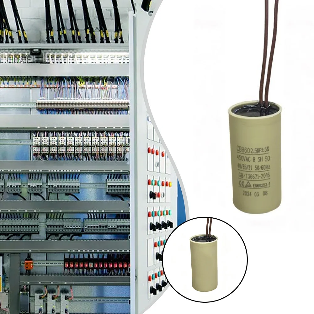 CBB60 2.5uF Capacitor 2PCS for Single Phase Motor Run in Water Pumps Compressors and Pressure Washing Machines
