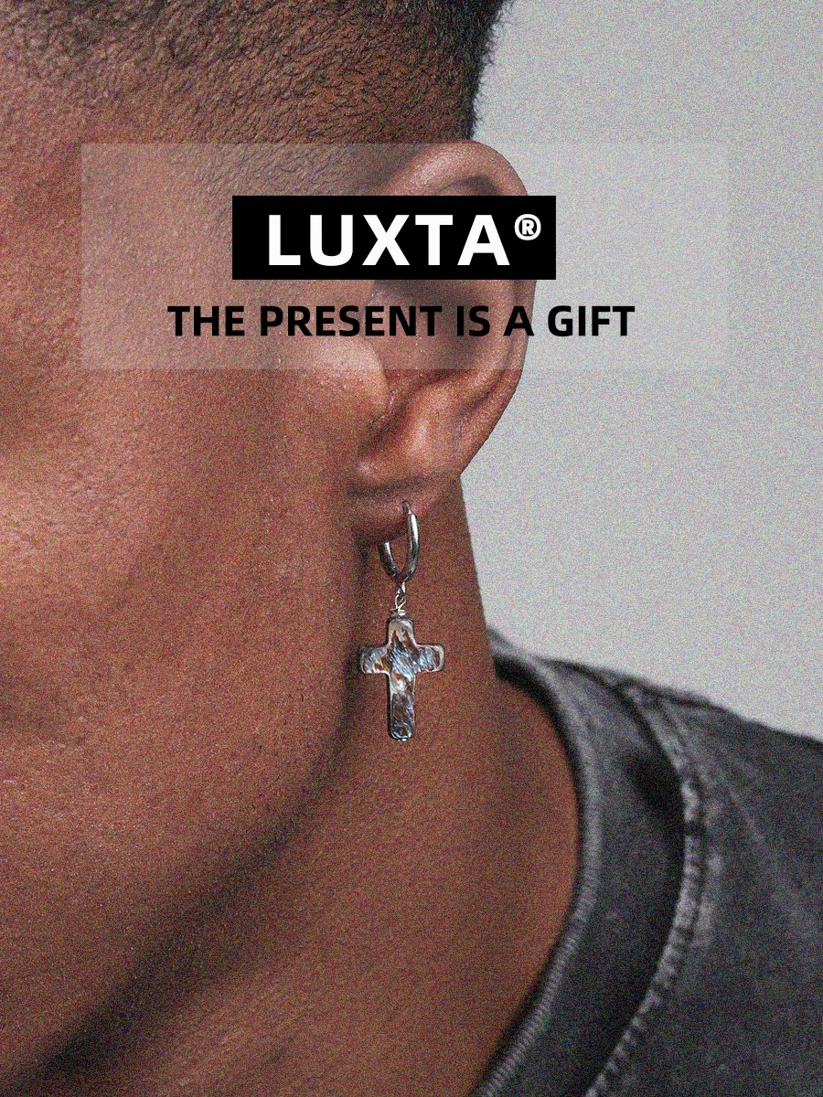 

Luxta Original Pure Silver Mother-of-Pearl Cross Earrings Unisex Hip Hop Design Sensation American Style Fashion Jewelry