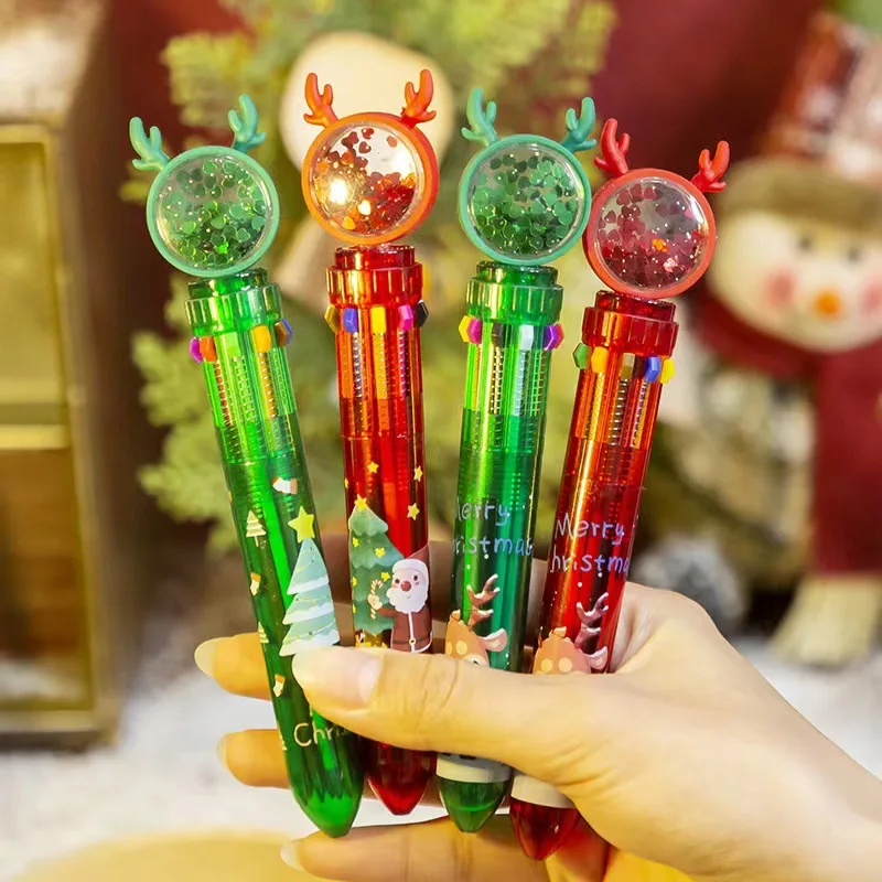 24 pcs wholesale Christmas decor cartoon Christmas ballpoint pen color ten-color pen stationery gifts wholesale for students