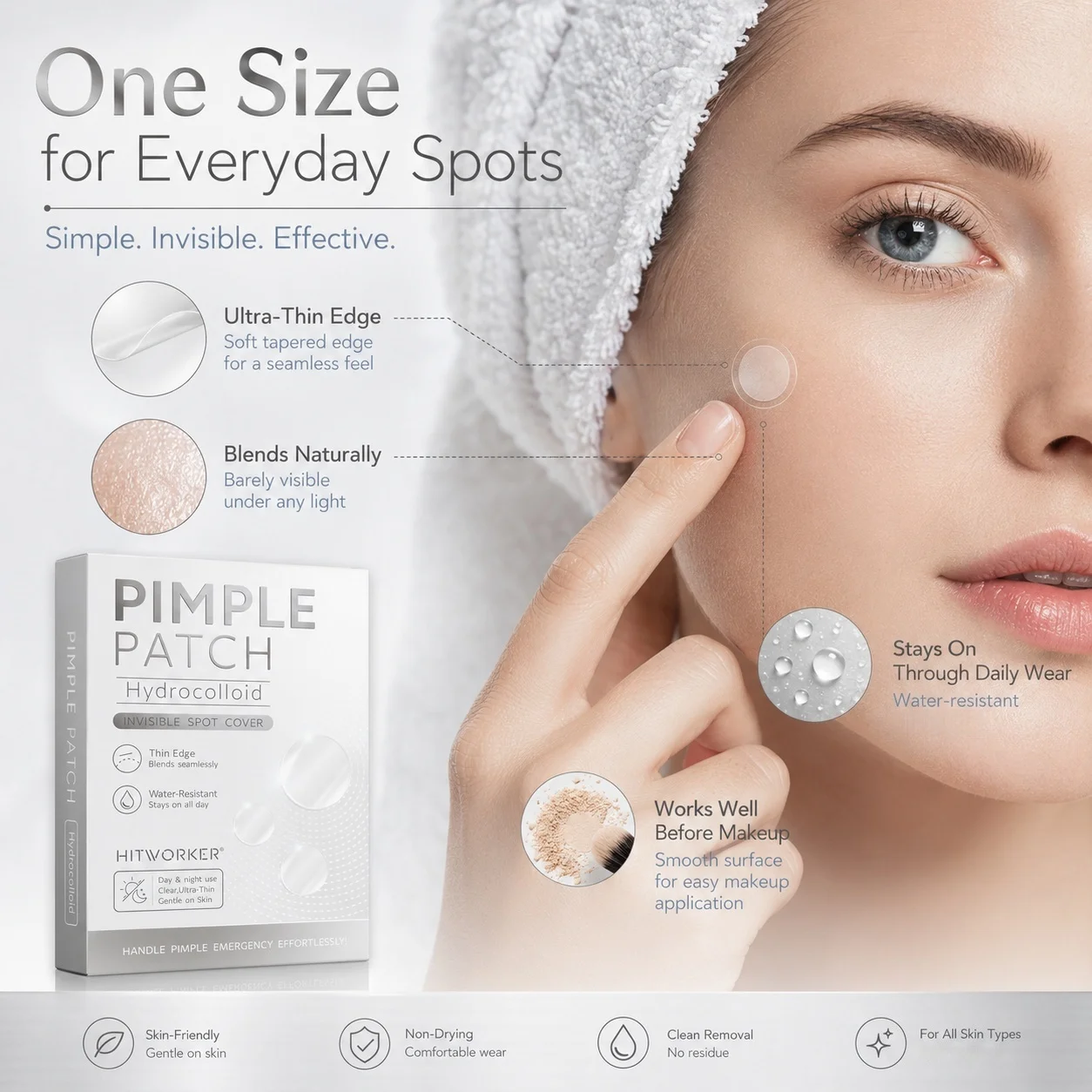 Hydrocolloid Acne Patches (400 Patches) – Invisible, High-Quality Acne Patches Containing Salicylic Acid and Tea Tree Oil