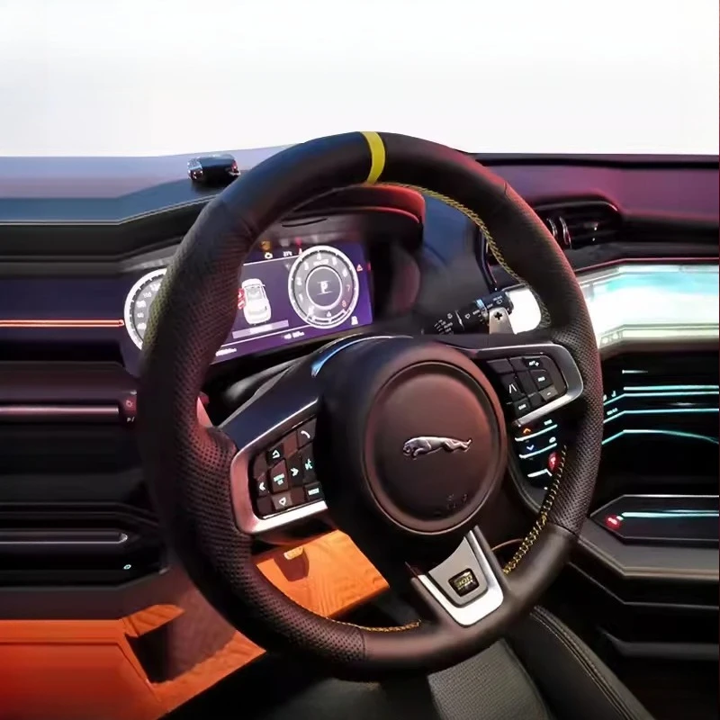 For Jaguar XFL XE XJL F-PACE hand-stitched All carbon fiber non-slip car steering wheel cover