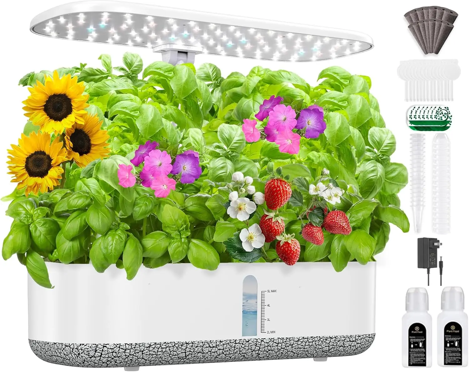 

14-Pod Hydroponic Garden Kit with LED Light, Auto Timer, 5L Tank for Indoor Herbs and STEM Gifts