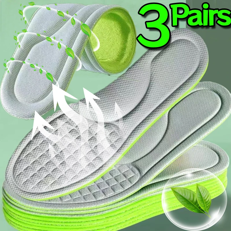 5D Unisex Memory Foam Orthopedic Insoles Deodorizing Insole for Shoes Sports Absorbs Sweat Soft Antibacterial Shoe Accessories