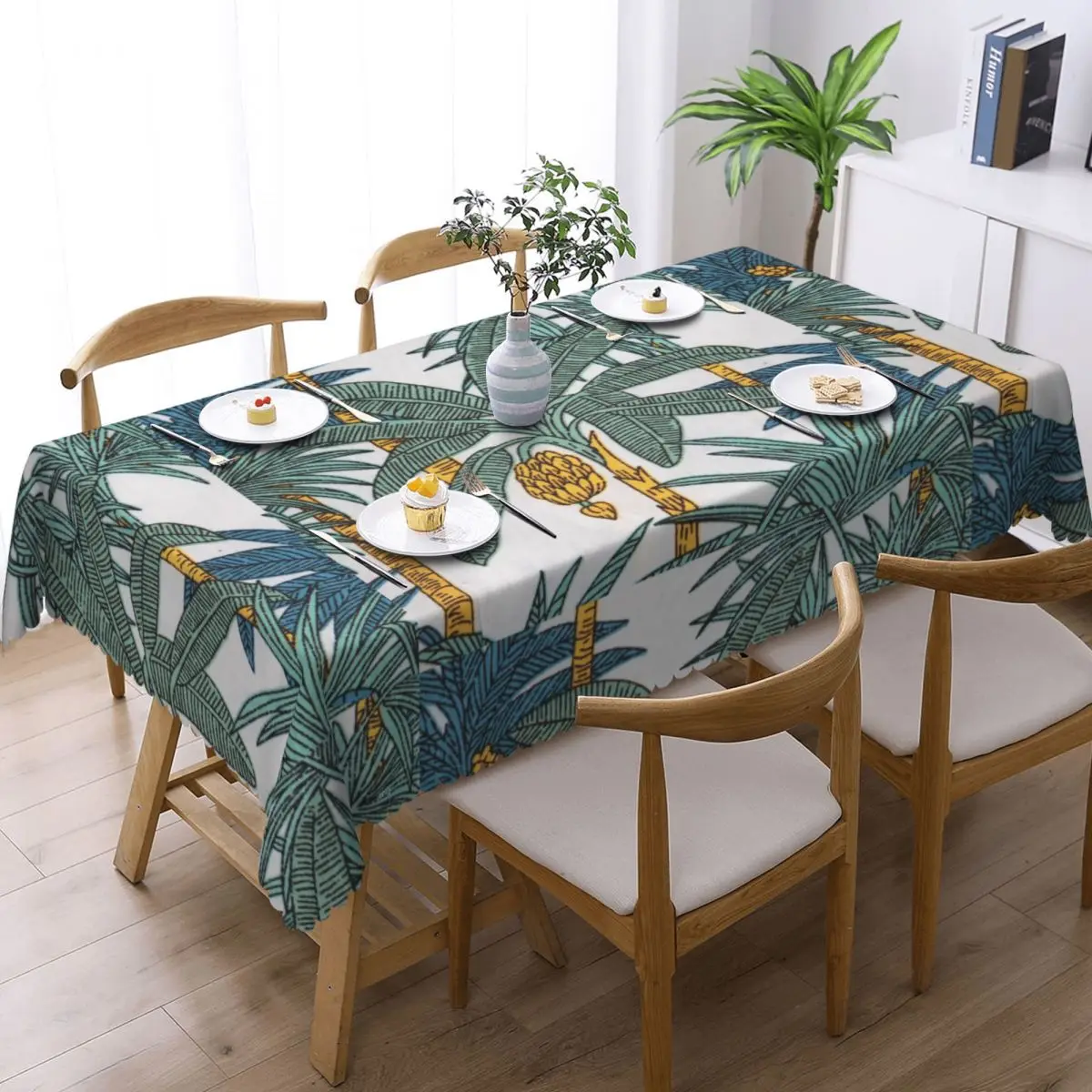 Custom Rectangular Waterproof Oil-Proof Plantain Palm Banana Tree Tablecloth Table Covers 40