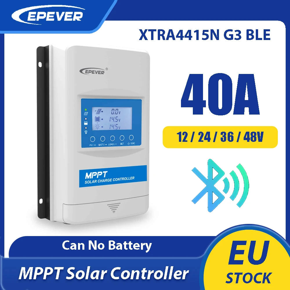 EPEVER 40A MPPT zonneladingsregelaar met Bluetooth, XTRA G3 BLE-serie. DC 12/24/36/48V, Max PV-paneel 150V, EU-voorraad - afbeelding 2
