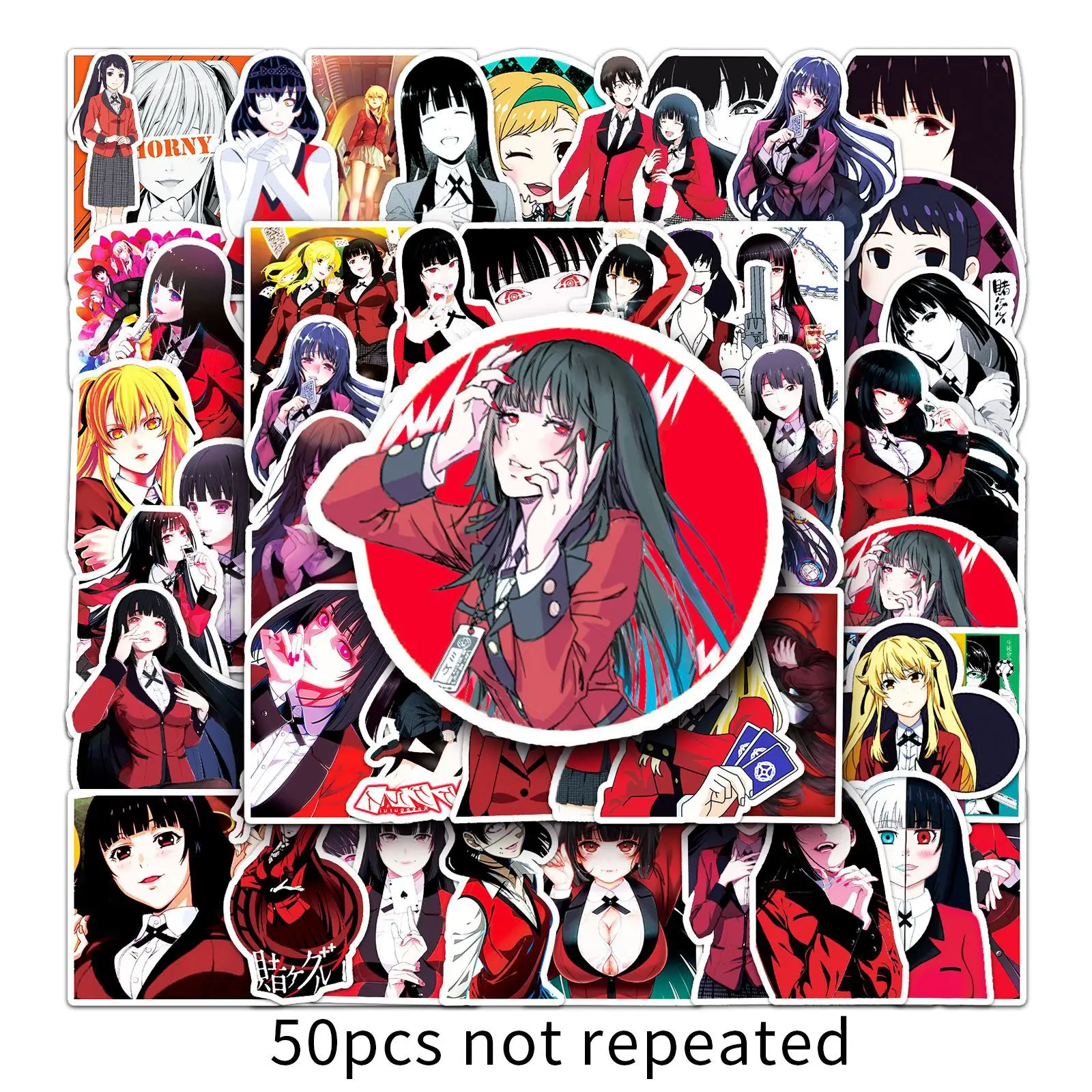 50pcs Japanese Anime Kakegurui Jabami Yumeko Series Graffiti Stickers Suitable for Wall Room Decoration DIY Sticker Pack