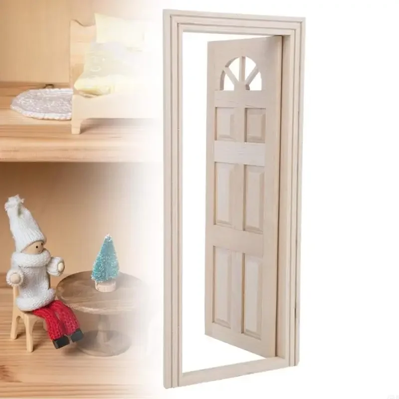 1/12 Nhà Búp Bê Cảnh Phụ Kiện Bằng Gỗ Không Sơn Cửa Hình Vòm Cửa Sổ Mặt Trời Và 6 Bảng Điều Khiển Lớn Lên Thiết Kế Khắc 15UB