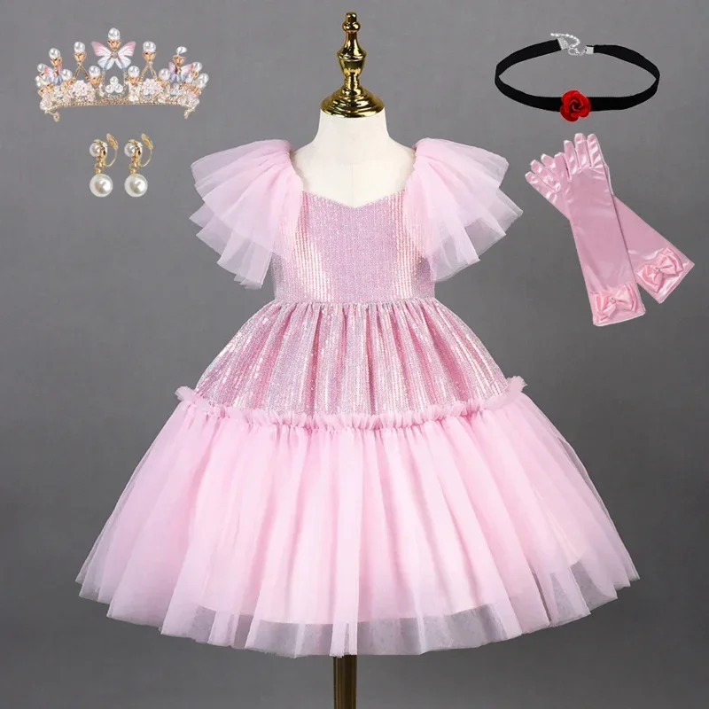 2024 الصيف طفلة فستان الحفلات الاطفال ملابس الأطفال أنيقة عيد ميلاد الأميرة الزفاف حفلة موسيقية ملابس رقص 1-14 سنة Vestidos