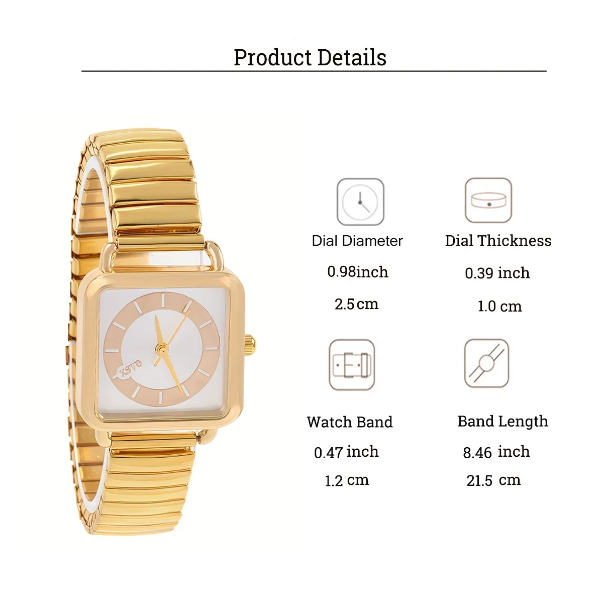 ساعة كوارتز نسائية بسيطة وعصرية، هيكل مربع من حجر الراين، مناسبة للارتداء اليومي، هدايا عيد الميلاد