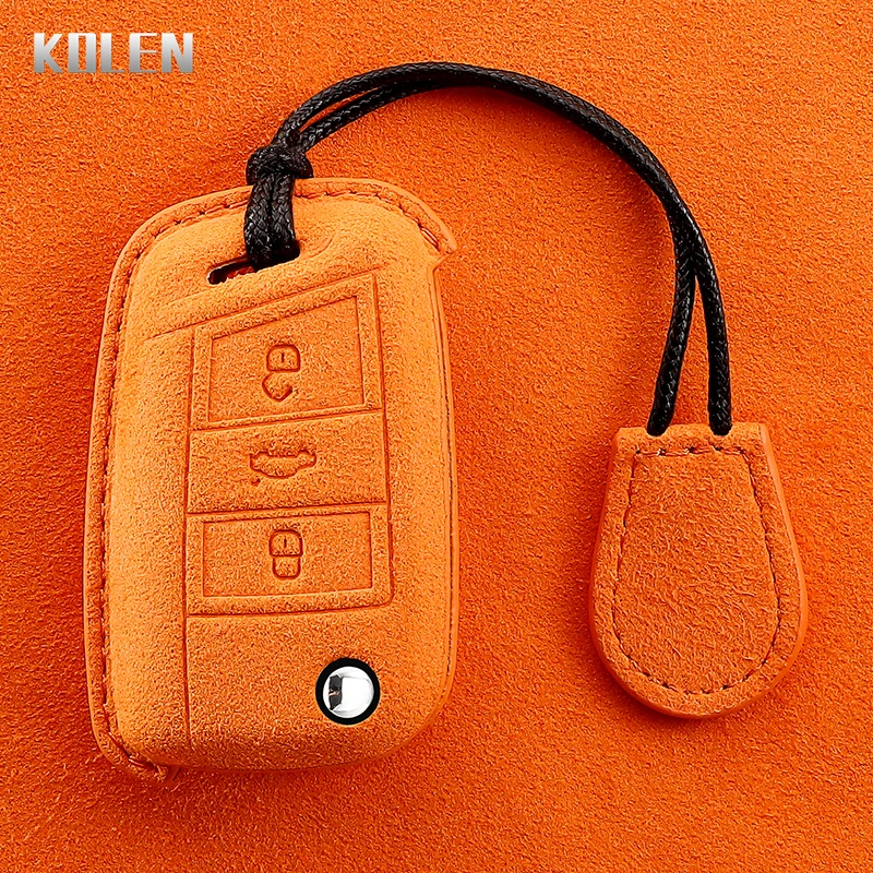 Leather Car Key Case Cover Shell   For VW Volkswagen Golf 7 MK7 Tiguan MK2 For SEAT Ateca Leon FR 2 Ibiza For Skoda Octavia A7