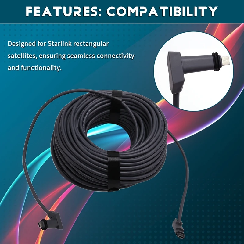 ELECT-Rectangular Satellite Replacement Cable 1000Mbps Multifunctional For Starlink Rectangular Satellite V2