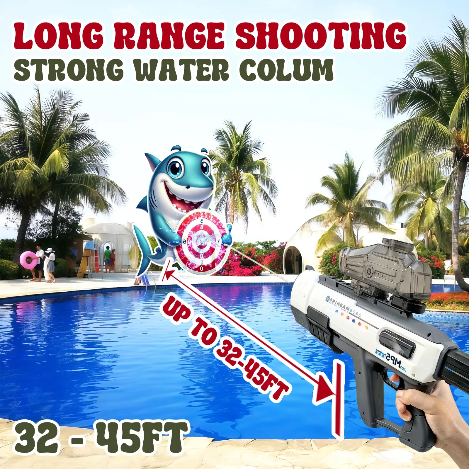 Electric Water Gun for Adults Kids,850ml Large Water Tank,Powerful Squirt Guns Up to 39 FT Long Range,Summer Outdoor Toys