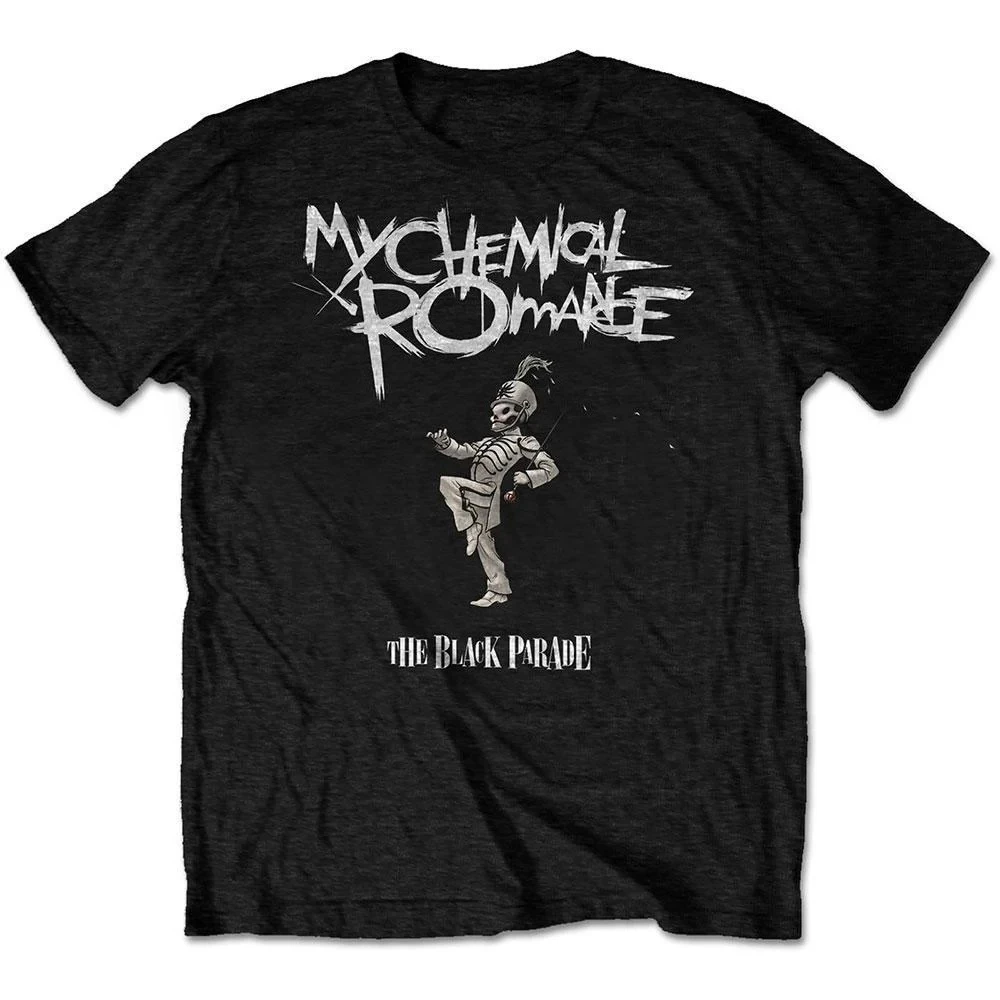 Camiseta de algodón con estampado de esqueleto de My Chemical Romance The Black Parade, camiseta de manga corta unisex de banda de rock Emo