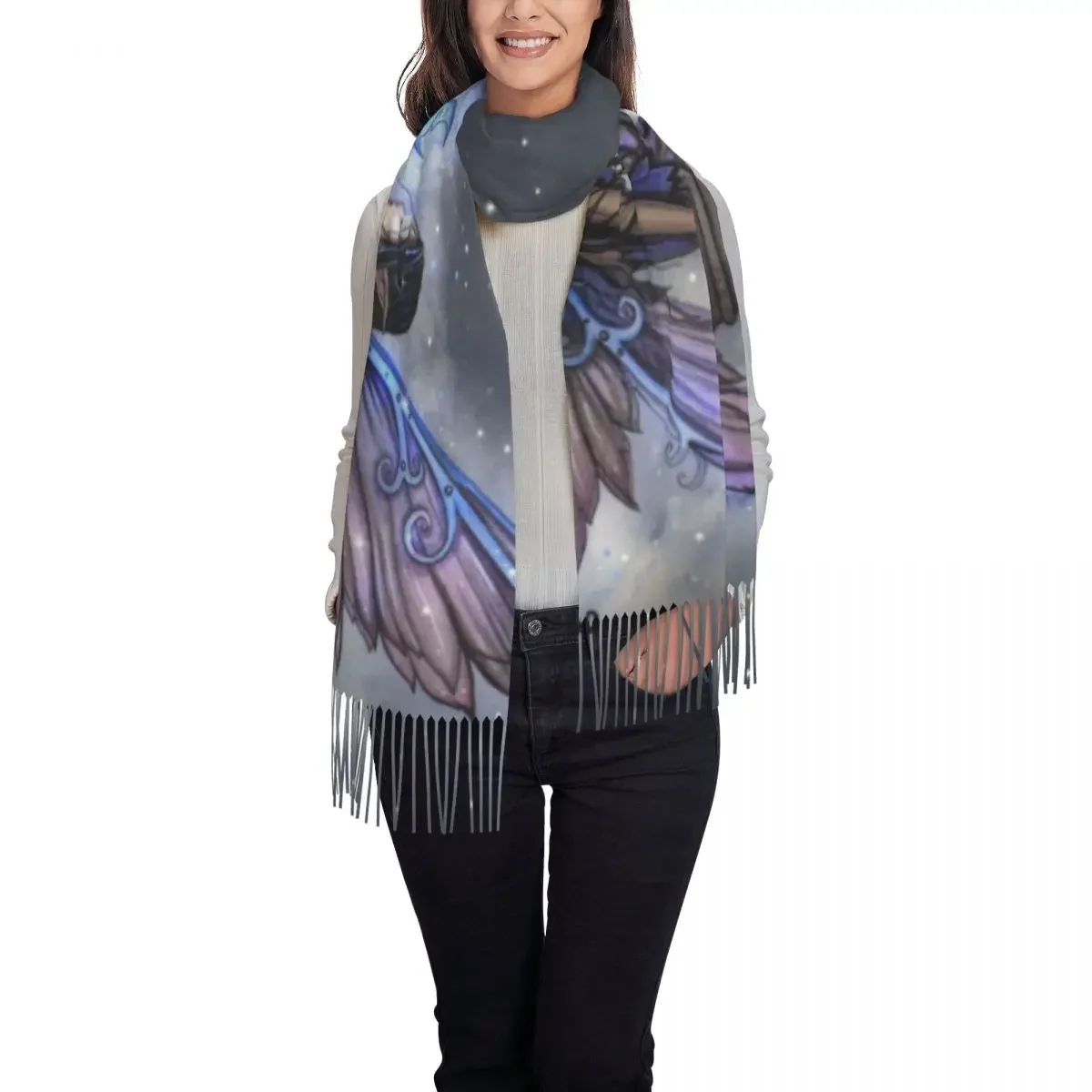 Little  Fairy Fantasy Art Scarf Wrap Women Long Winter Fall Warm Tassel Shawl Unisex Molly Harrison Scarves