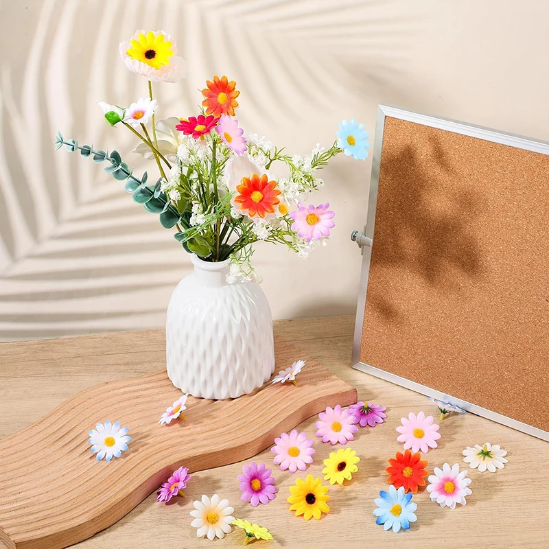 50/100Pcs Artificial Sunflower Daisy Flower Heads Silk Fake Flowers DIY Wedding Party Garden Decoration Handmade Accessories