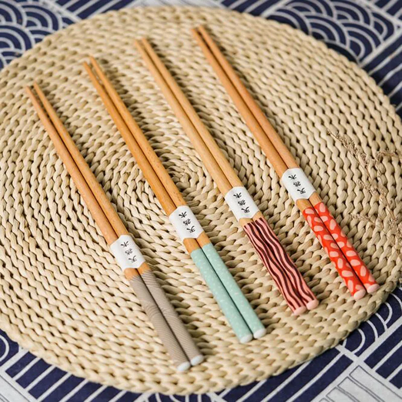 6Pairs Beech Wood Chopstick Sushi Food Chop Stick Reusable Health Dining Accessories Kitchen Tableware