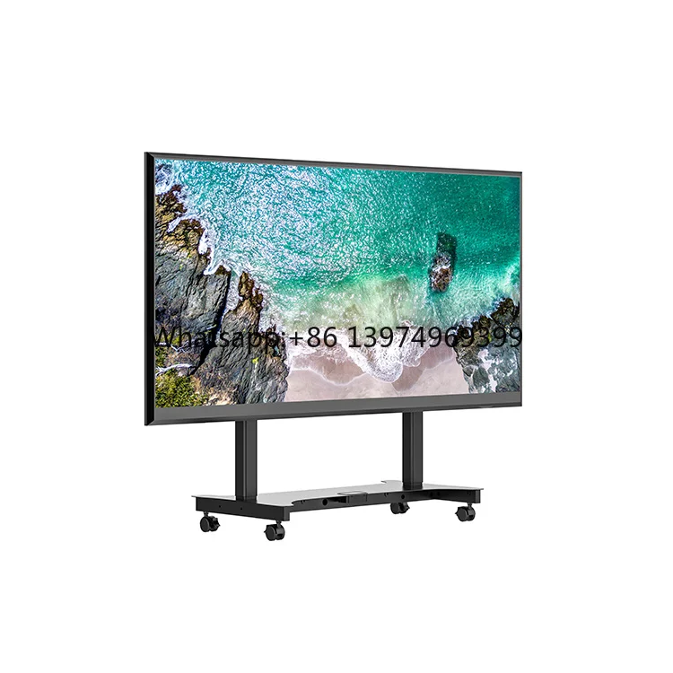 High Quality Motorized Tv Trolley Stand Metal Floor Stand With Swivel Feature With Wheels Tv Cart Fit 65-100 Inch Tv