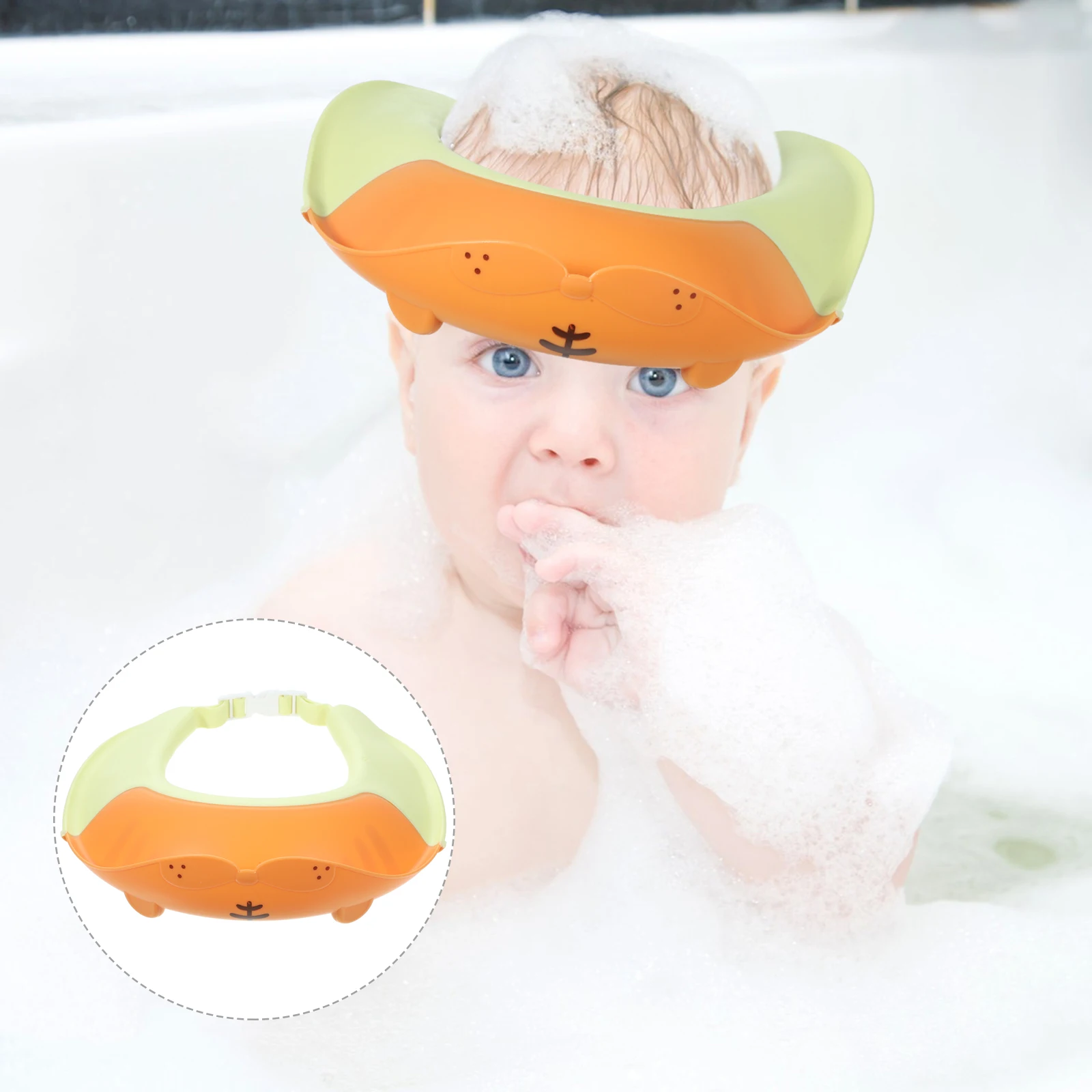 

Регулируемая детская шапочка для душа, щиток для мытья волос, герметичная многоразовая шапочка для ванны для малышей, шапочка для шампуня с пряжкой, защита ушей, вода