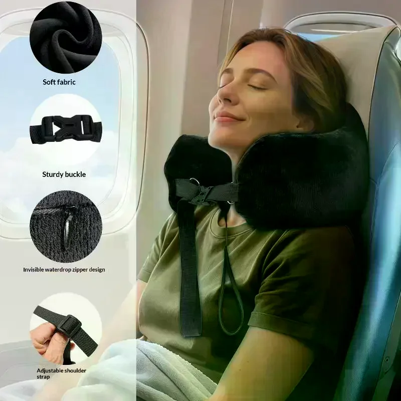 Travel Neck Pillow With Fillable Clothing U-Shaped Pillowcase Extra Storage Bag Velvet Neck Pillow Cover For Airplane Travel
