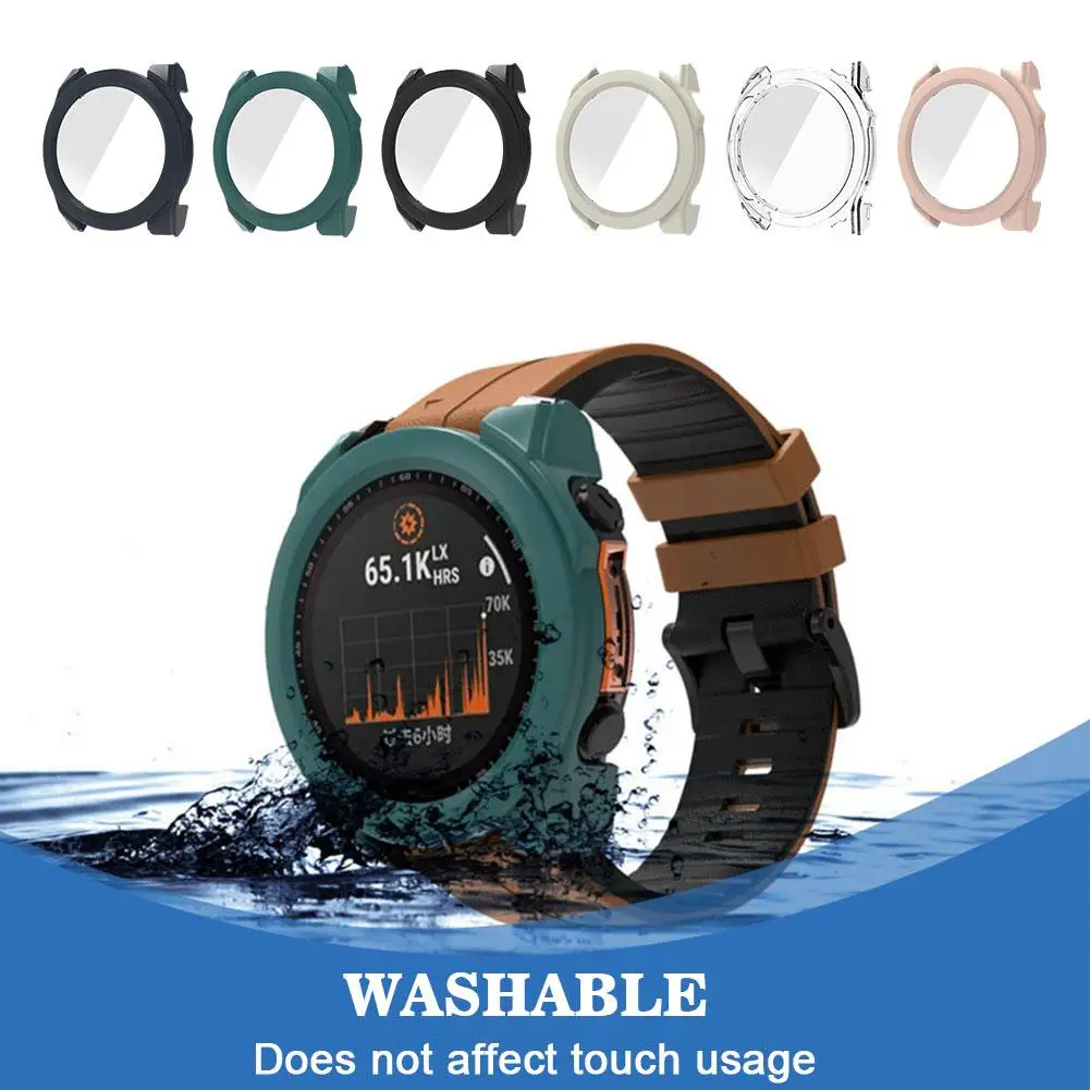 Silicone Protective Case For Garmin Fenix 8 43MM 47MM 51MM Samrt Watch Frame Bumper Cover Shell 9H HD Explosion-proof Glass P0V7