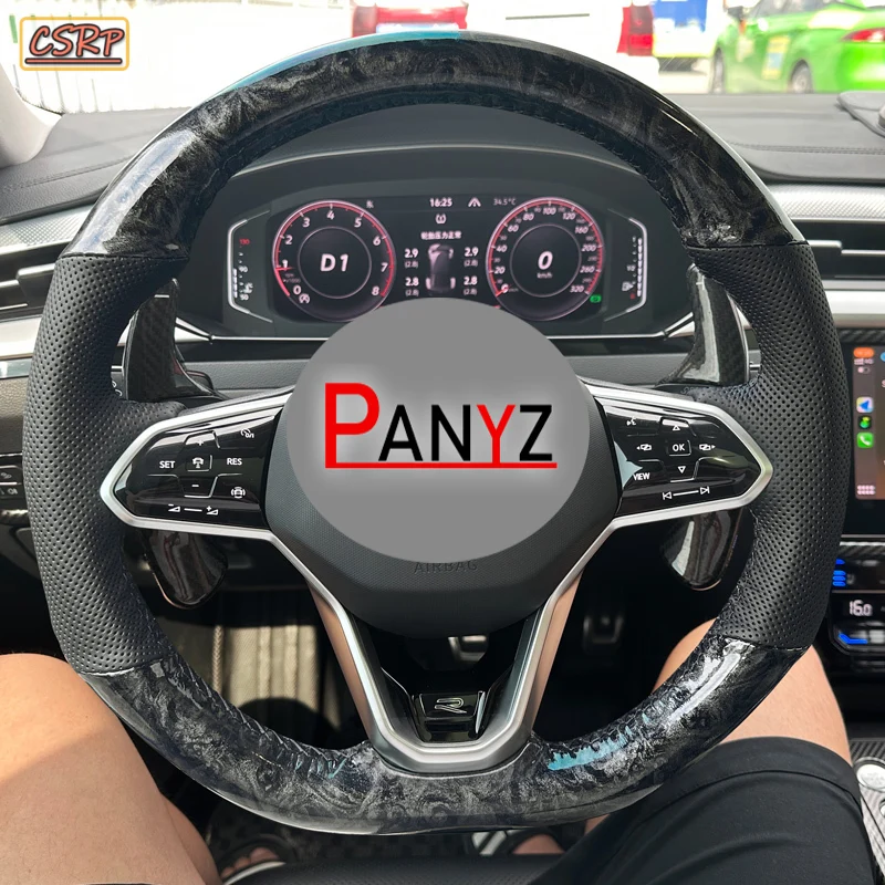 Braid Car Steering Wheel Cover for Volkswagen VW Atlas Golf 8 Mk8 Jetta Passat B9 Tiguan 2023 DIY Genuine Leather Car Interio