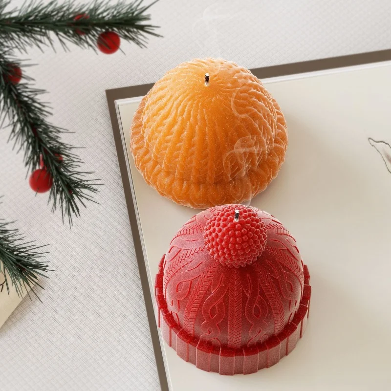 Moule à bougie en silicone en forme de chapeau de Noël en laine, gypse d'aromathérapie bricolage, décoration de bougeoir, ornement, moule en résine, douzaine d'artisanat