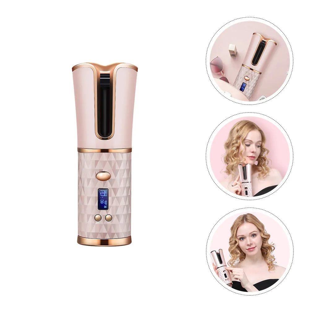 1Pcs Automatic Hair Curler USB Rechargeable Cordless Curling Iron Adjustable Temperature for Dry Wet Hair Sleek Shiny Curls