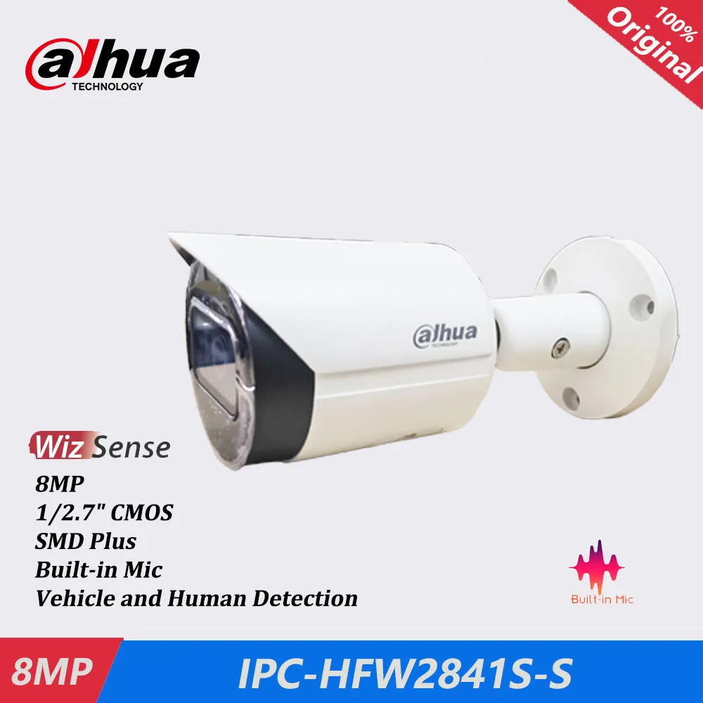 Dahua IPC-HFW2841S-S 8MP IR Fixed-focal Bullet WizSense Network Camera Original Version Can Update Firmware Built in MIC
