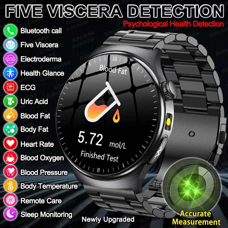 

New Five Viscera Detection Smart Watch ECG Uric Acid Heart Rate Blood Pressure Psychological Check Health Smart Watches For man