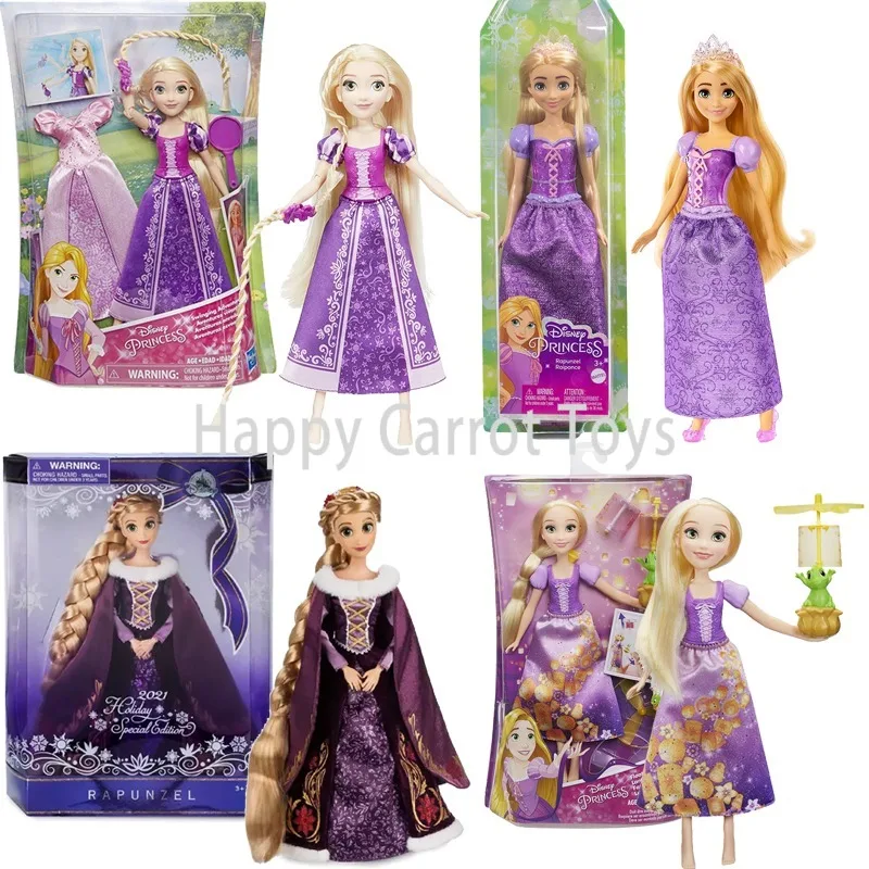 Muñeca Original de Disney de la Princesa Rapunzel con pelo largo, colección de accesorios de vestir, figura de acción de Anime, juguetes para niñas