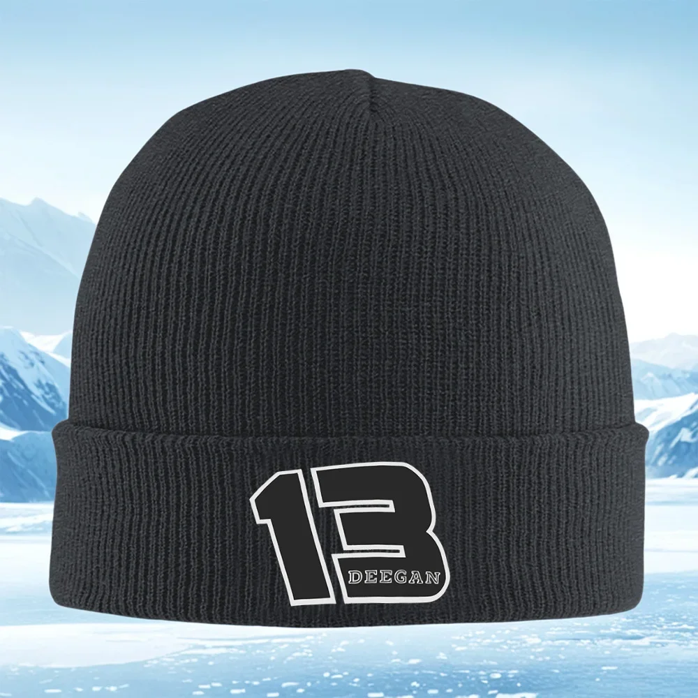 2026 Number thirteen,black,outlined,stylish text. Men Women Unisex Knitted Hat Beanie Pullover Cap Winter Thermal Warm Christmas