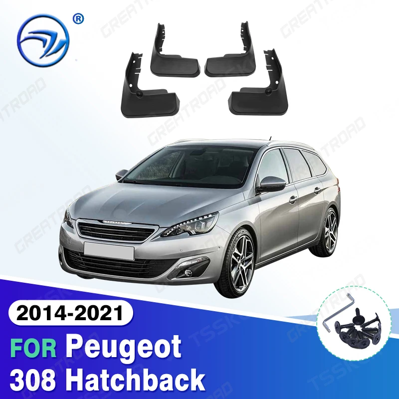 

For Peugeot 308 Hatchback 2014 - 2021 2015 2016 2017 2018 Car Mudflaps Mud Flaps Splash Guards Mudguards Flap Fender Accessories