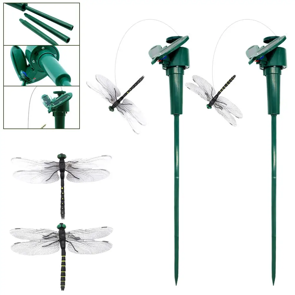 

Dragonfly Insect Repellent Clips Realistic PVC Garden Stakes With Solar-Powered Rotation, Weatherproof Outdoor Decor For Yard