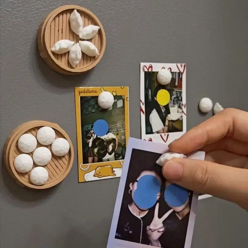 Magnetic Steamed Bun Fridge Magnet Reusable Egg Tray Shaped With Egg Photo Holder Magnet Creative Design Refrigerator Magnets