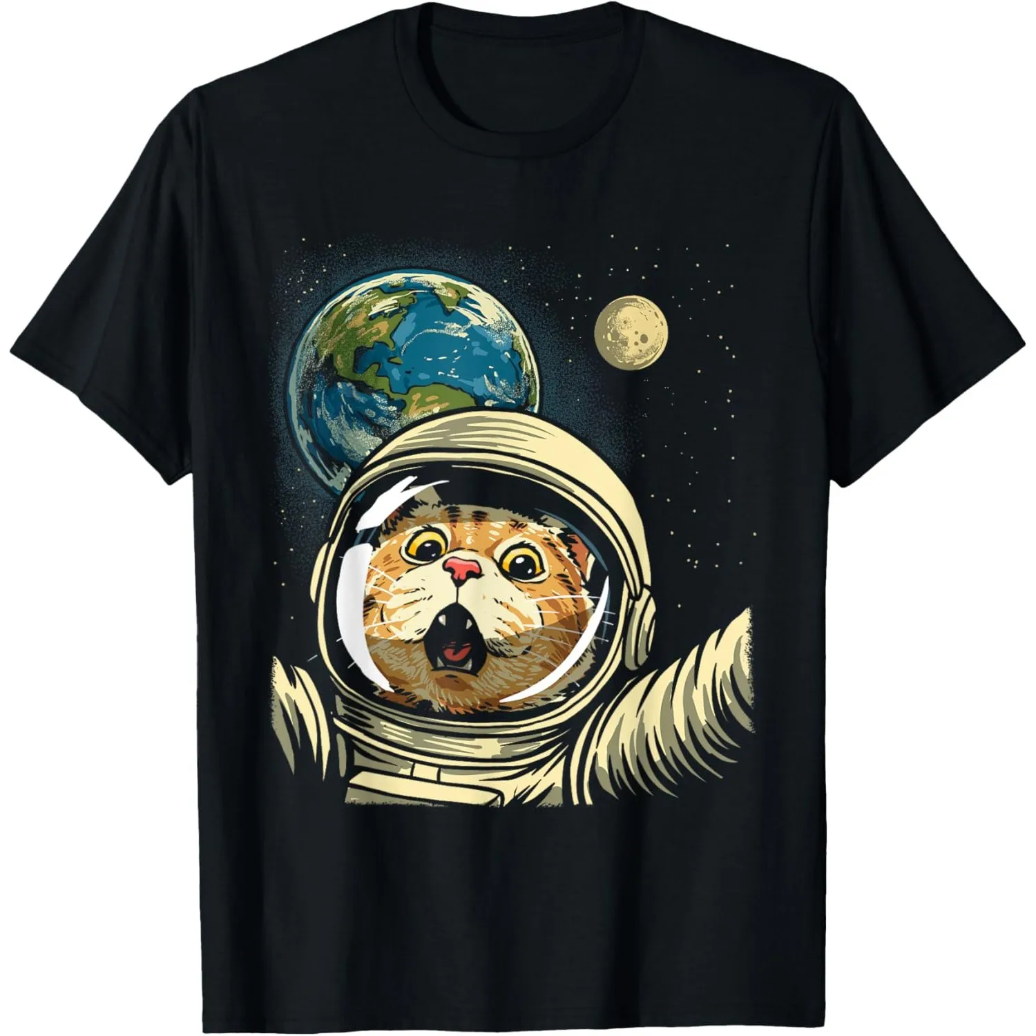 

Funny Cat Astronaut Selfie Graphic Tee Funny Kitten Space Lover Men Graphic Tee